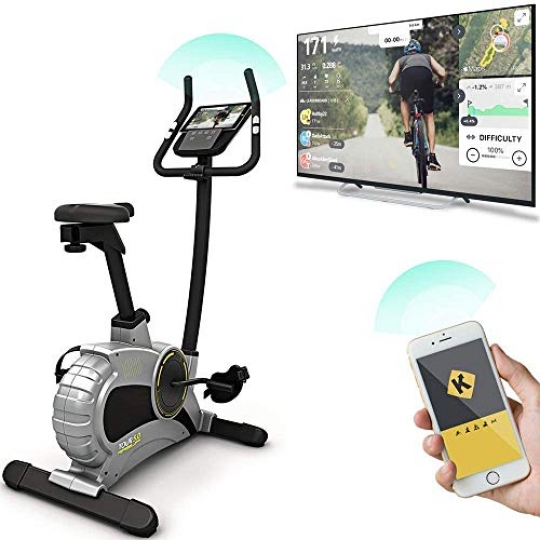 pulse belt compatible fitness bike hometrainer with low-noise belt drive system 12KG inertia with Kinomap Sportstech Exercise Bike ESX500 with smartphone app control Refurbished