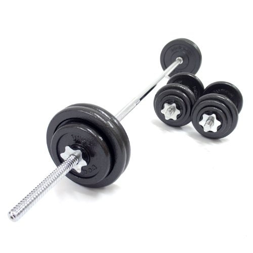 BodyMax WTWK0091-BO Deluxe Hammertone Barbell and Dumbbell Kit – Black, 50 kg