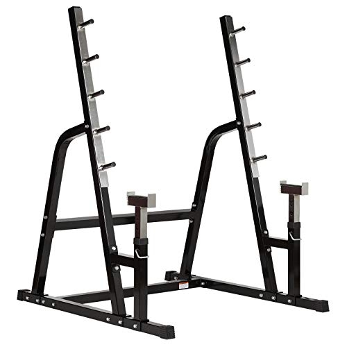 Mirafit Heavy Duty Weight Lifting Rack & Bench Press Spotter – Black & Stainless Steel