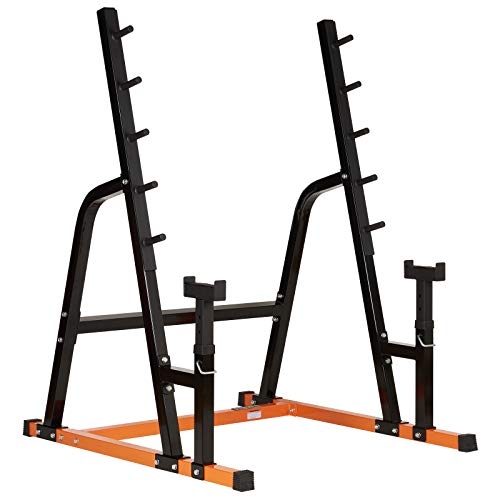 Mirafit Heavy Duty Weight Lifting Rack & Bench Press Spotter – Orange & Black